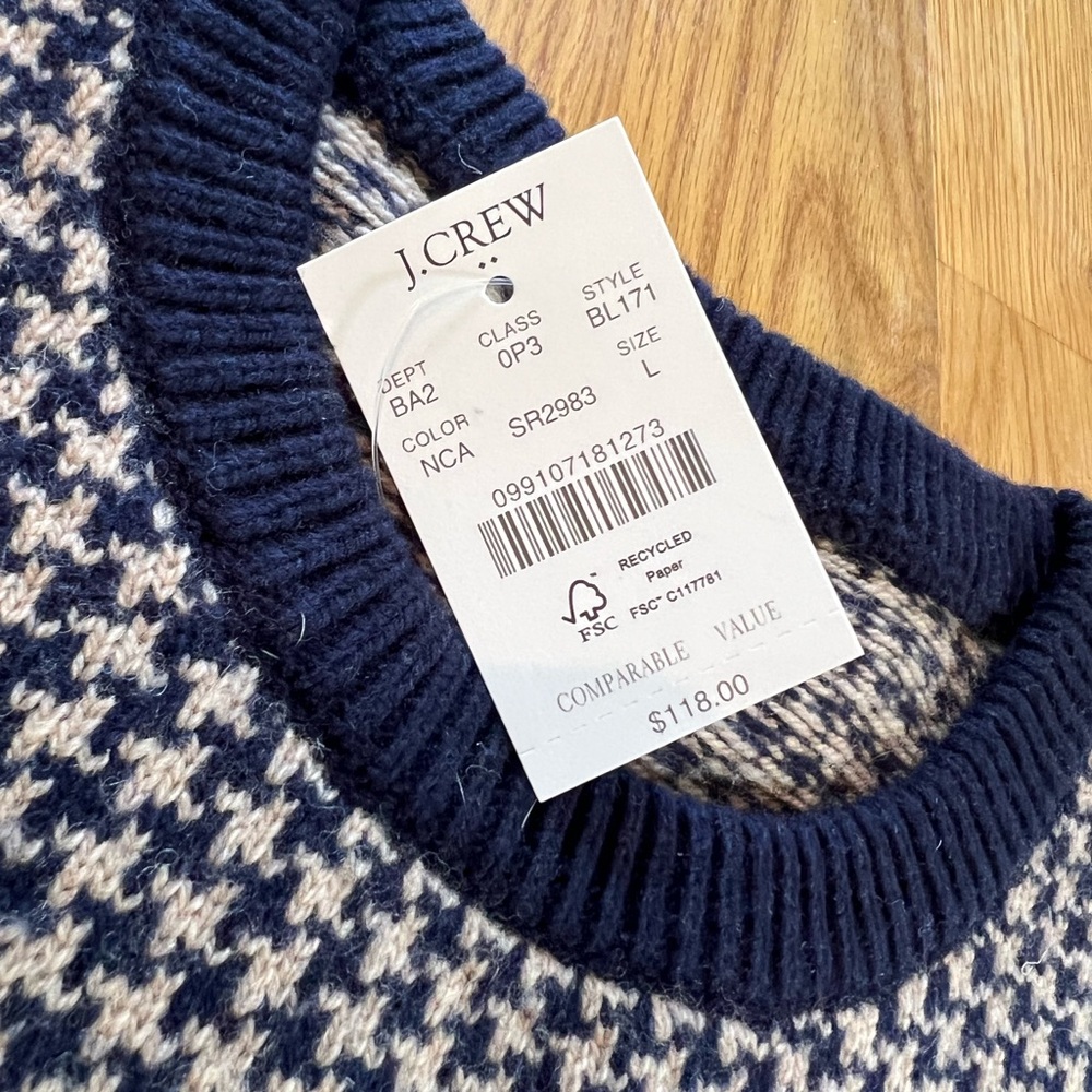 J.Crew Navy and Cream Knit Sweater